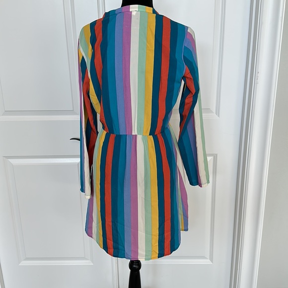 All In Favor Colorful Rainbow Light Weight Long Sleeve Dress - Picture 7 of 12